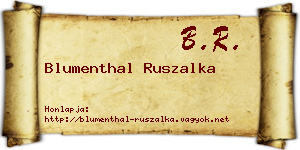 Blumenthal Ruszalka névjegykártya